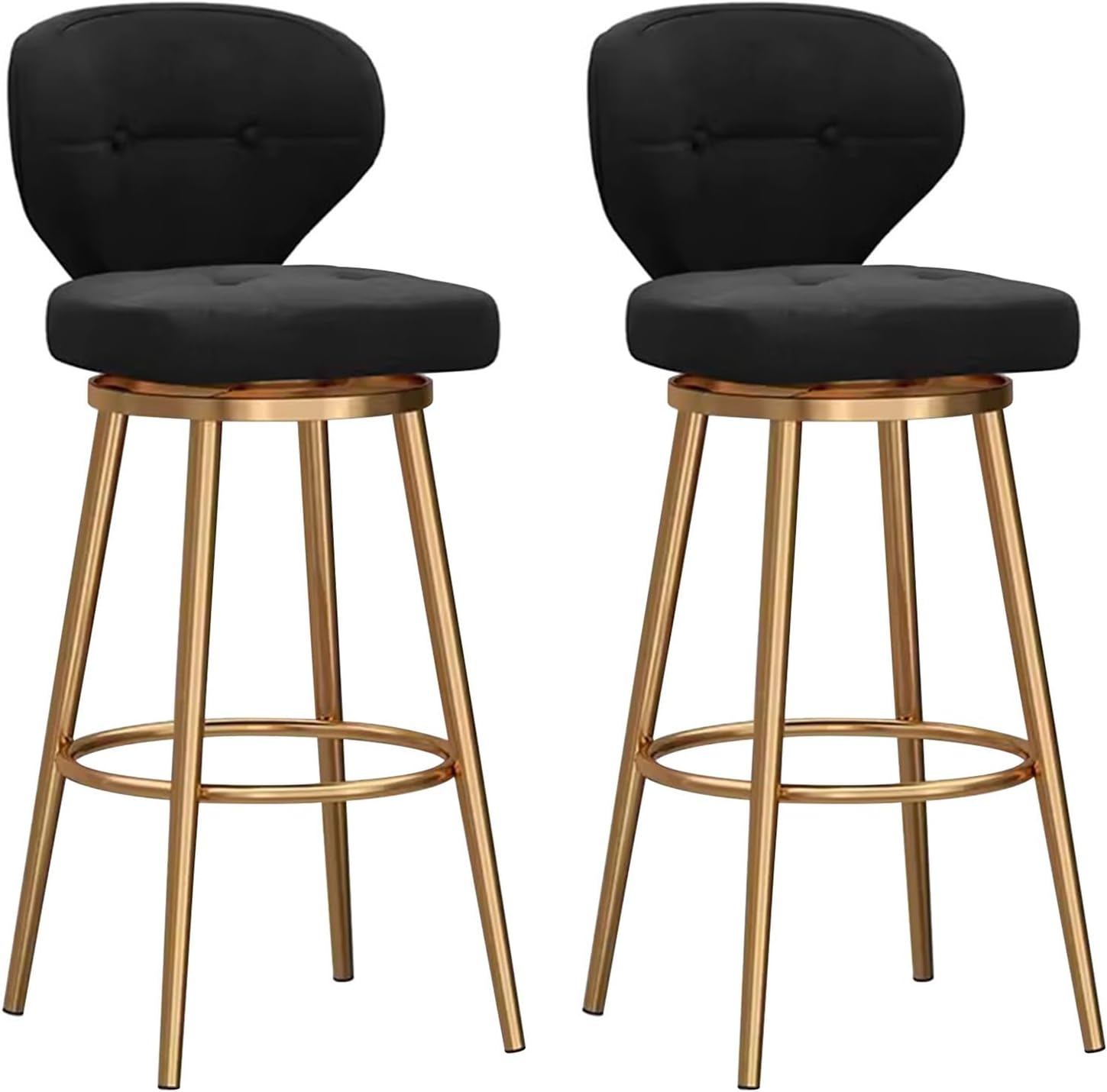 ベルベットカウンターハイトバースツール2個セット、背もたれと